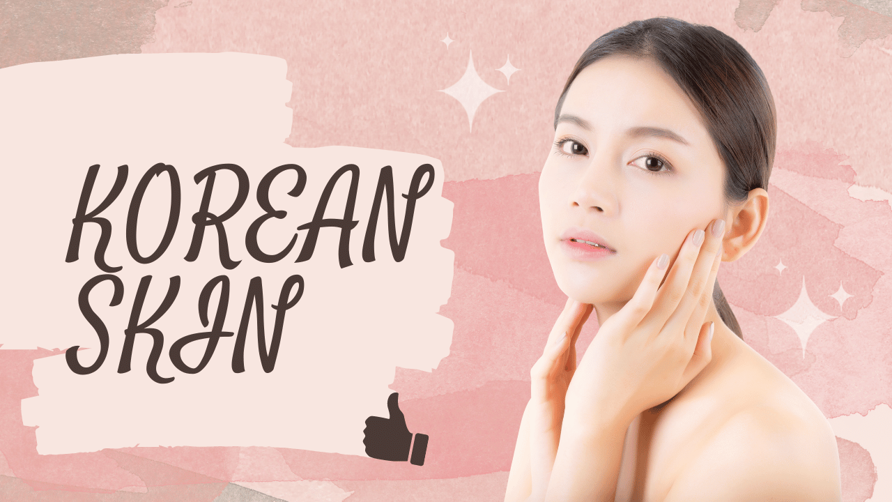 Korean skincare routine featuring various skincare products and a radiant complexion.